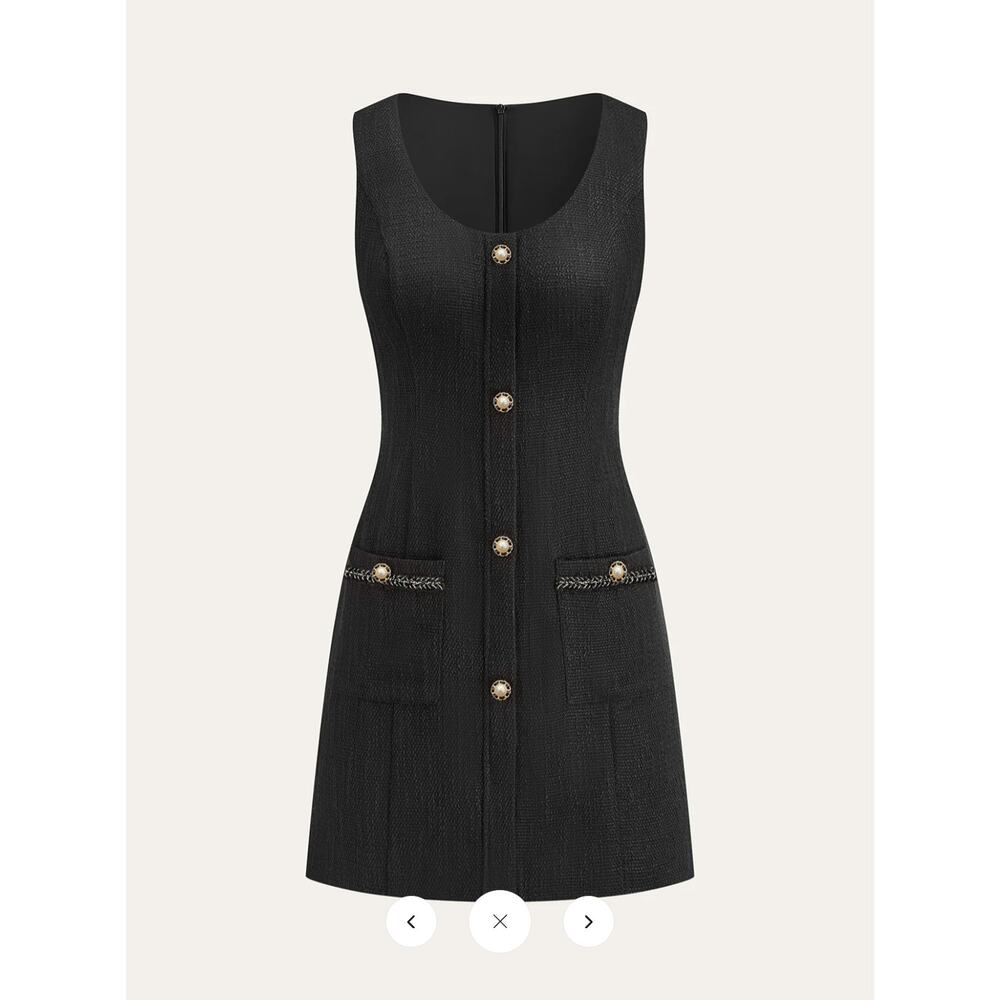 Commense, Tweed Sleeveless Button Mini Dress Sz S